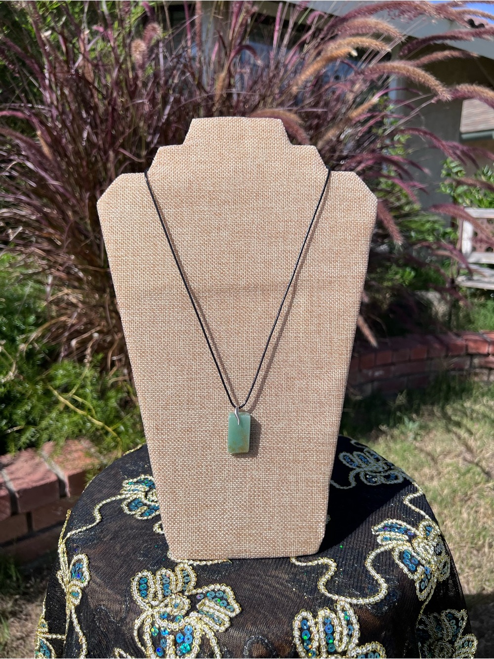 ⭐️ Green Rectangle Stone Pendant Necklace ⭐️⭐️